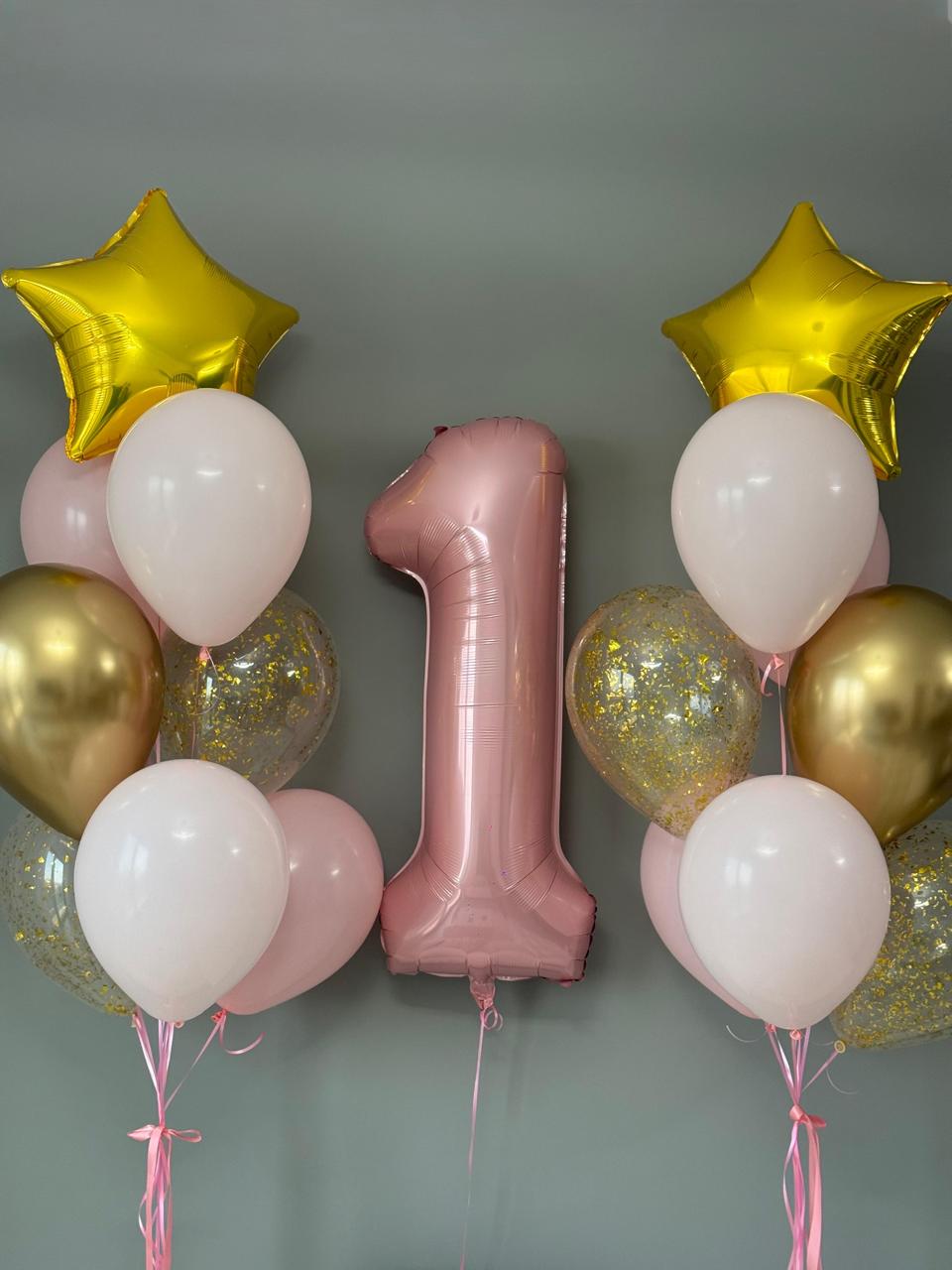 Number Balloon and 2 Bunches + Stars