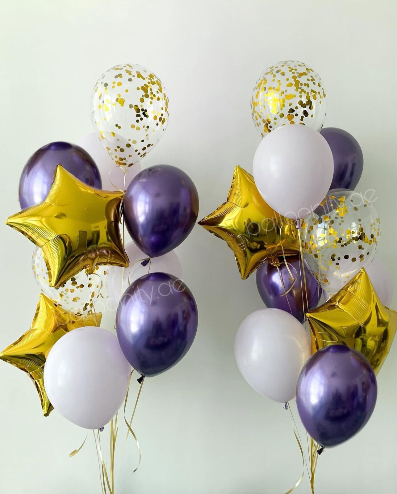 Purple and Gold Balloon Bunch with Star