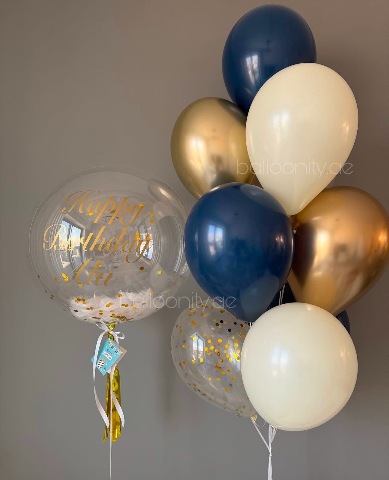 Customized Bubble Balloon with feathers + Bunch