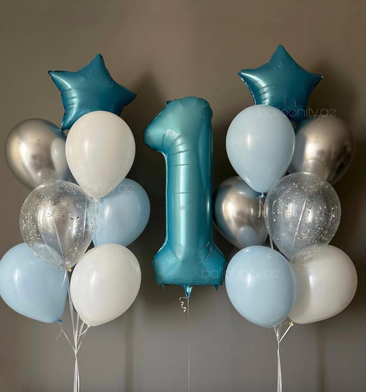 Number Balloon and 2 Bunches + Stars