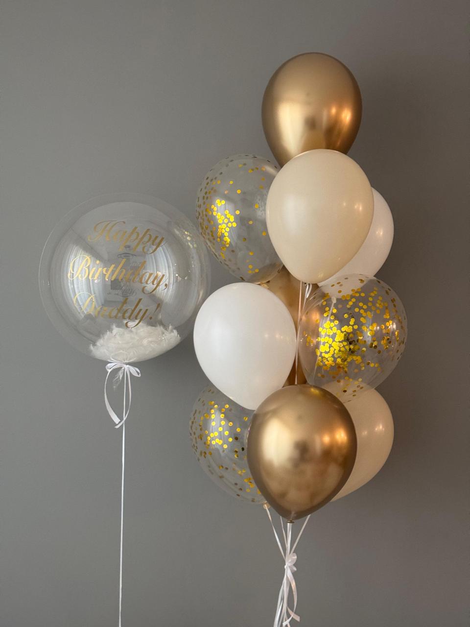 Customized Bubble Balloon with feathers + Bunch